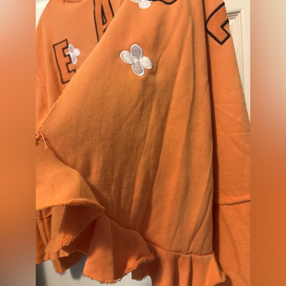 POL Orange V-Neck Sweater with Floral Embroidery - Picture 6 of 6